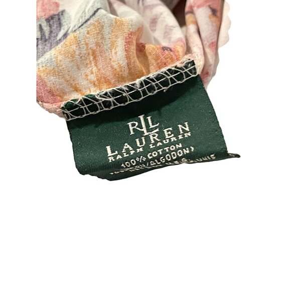 Ralph Lauren Floral Ruffled Pillow Shams 100% Cotton Set Of 3 - Picture 6 of 7